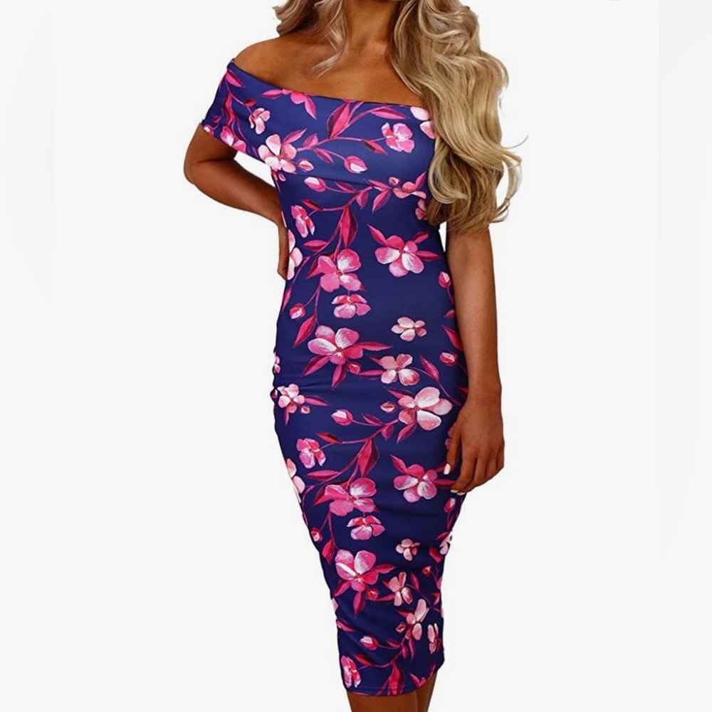 Off shoulder midi floral dress